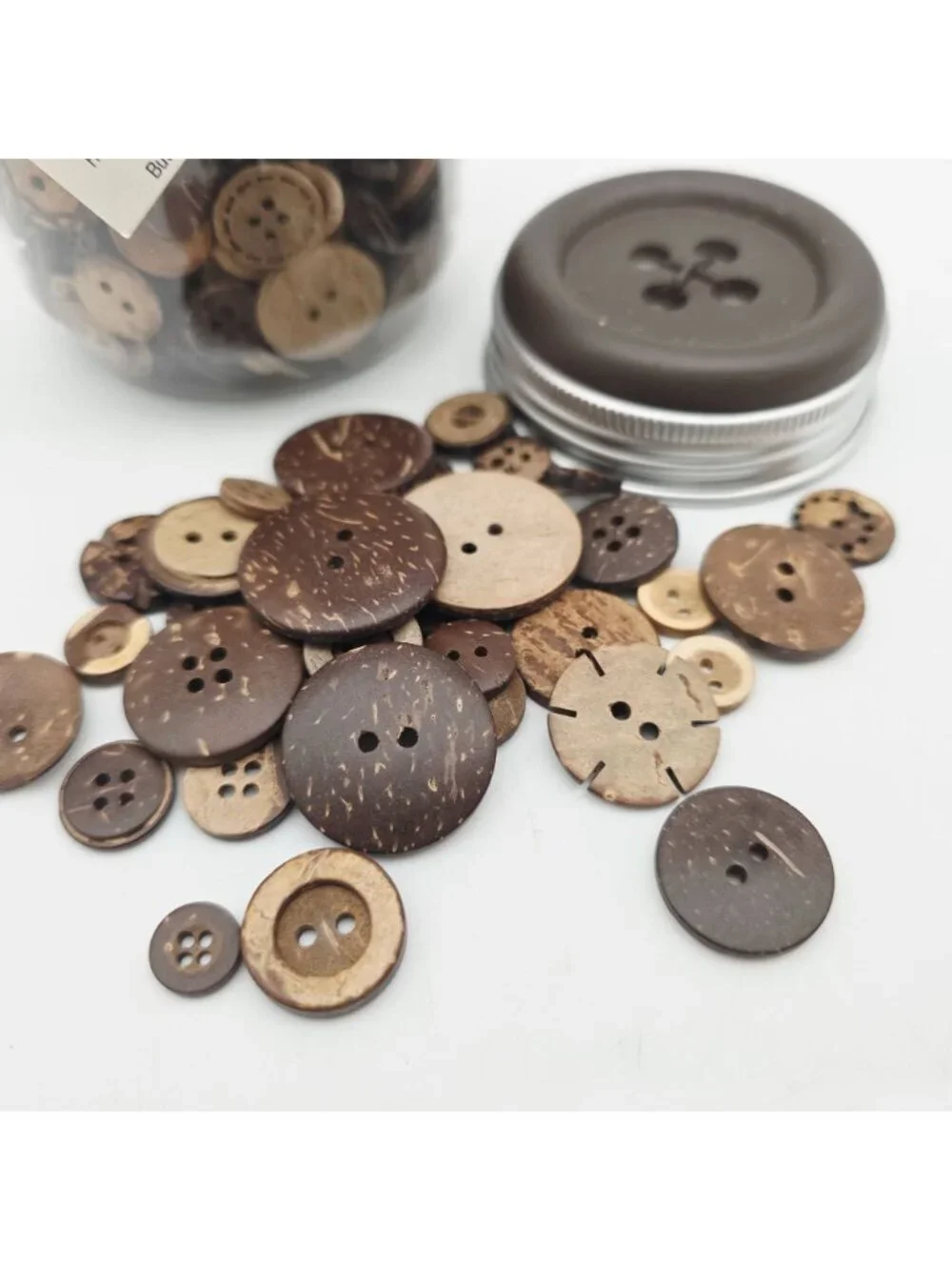 Assorted Coconut Wood Buttons For Crafting Sewing Or DIY Projects - Picture 8 of 8